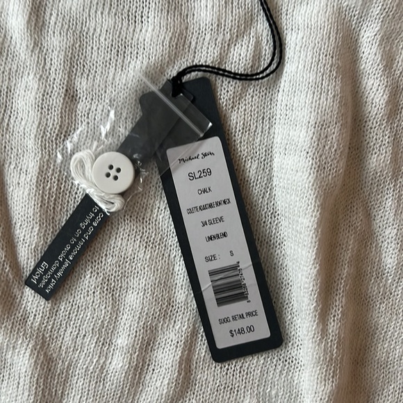 NWT Micheal Stars White Button Sweater size small - Picture 2 of 5